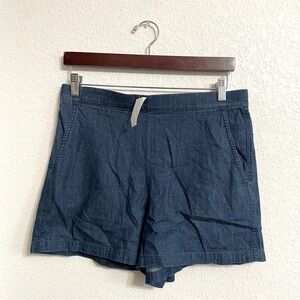 NWT J Crew Mercantile Womens Shorts Blue Chambray Pull On Pockets Size Medium